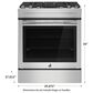 JennAir 6.2 Cu. Ft. Slide-In Dual Fuel Downdraft Range in Stainless Steel and Black, , large