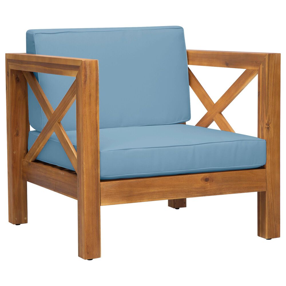 Hearth and Haven Brava Outdoor Club Chair with Cross-Back Design in Blue, , large