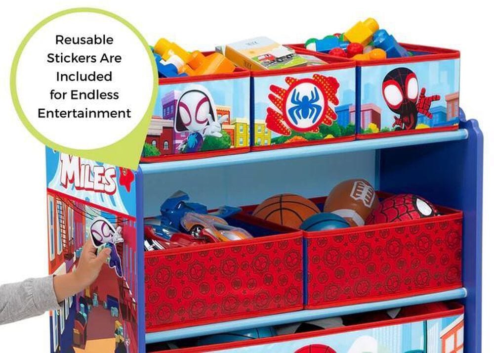 Delta Children Spidey and Friends 6-Bin Design and Store Toy Organizer in Red, , large