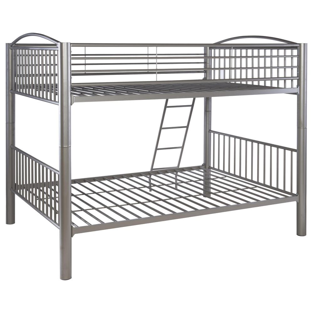 Linon Home Decor Heavy Full Over Full Bunk Bed in Pewter, , large