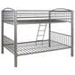 Linon Home Decor Heavy Full Over Full Bunk Bed in Pewter, , large
