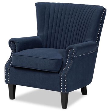 Baxton Studio Wilhelm Arm Chair in Navy Blue, , large