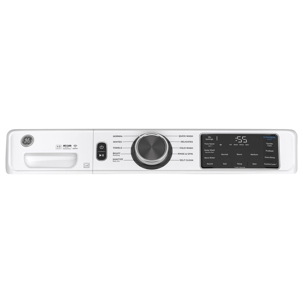 GE Appliances 4.8 Cu. Ft. Front Load Washer and 7.8 Cu. Ft. Electric Dryer Laundry Pair in White, , large
