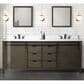 Lexora Home Marsyas 84" Double Bathroom Vanity in Rustic Brown with 2 cm White Cultured Marble Top and Rectangular Sinks, , large