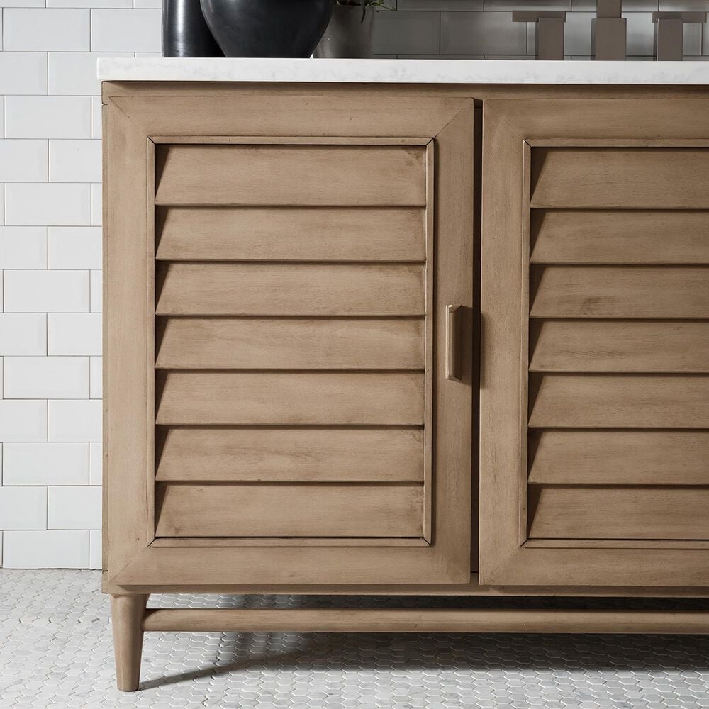 James Martin Vanities Portland 60&quot; Single Bathroom Vanity in Whitewashed Walnut with 3 cm Arctic Fall Solid Surface Top and Rectangular Sink, , large