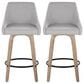 LumiSource Hannah Swivel Counter Stool with Grey Fabric Upholstery in Whitewashed and Black (Set of 2), , large