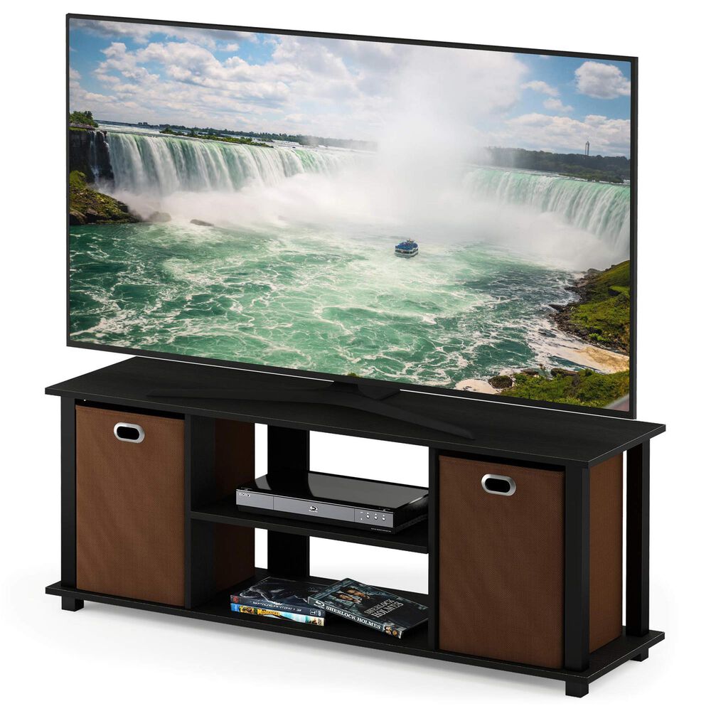 HOMLUX 41.7" Entertainment Center TV Stand with Storage Bins in Americano and Black, , large