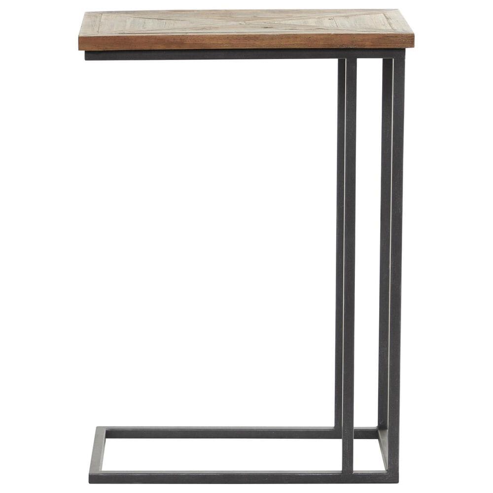 Maple and Jade C-Shaped Accent End Table in Distressed Brown and Black, , large