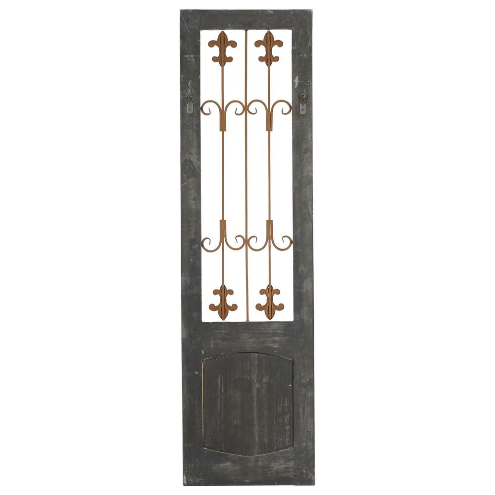 Maple and Jade 57&quot; x 16&quot; Gate Wall Decor in Dark Gray and Brown, , large