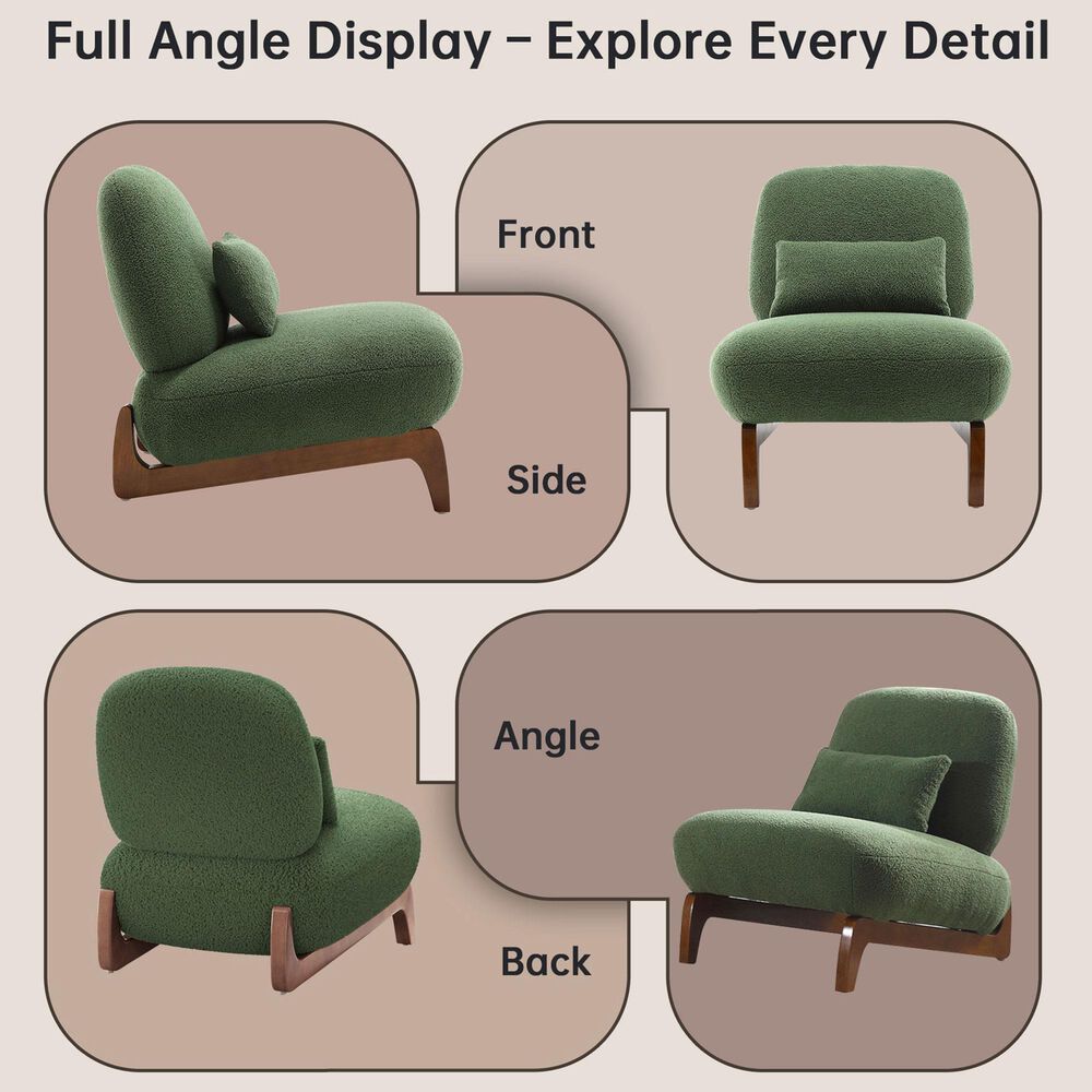 Morden Fort Cloud Boucle Armless Chair in Green (Set of 2), , large