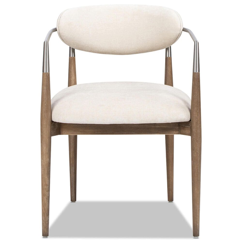 Jennifer Taylor Home Artemis Arm Chair with Warm White Cushion in Natural and Brushed Nickel, , large