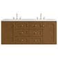 James Martin Laurent 60" Double Bathroom Vanity in Honey Oak with 3 cm White Zeus Silestone Top and Rectangular Sinks, , large