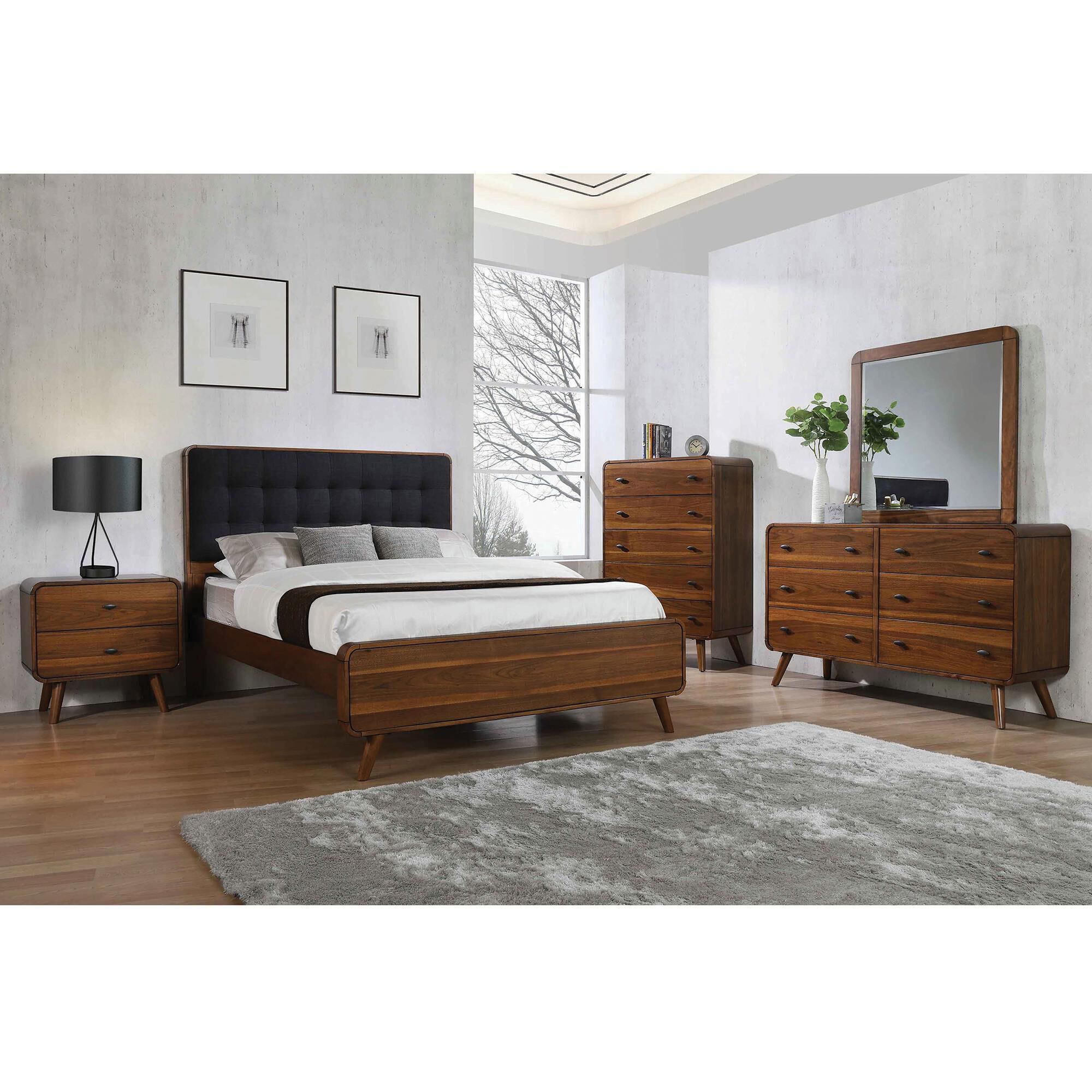 Pacific Landing Robyn 4 Piece King Bedroom Set in Dark Walnut