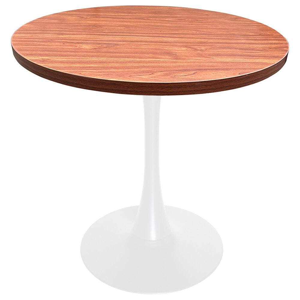Leisuremod Bristol 36" Round Dining Table with MDF Top in White and Cognac Brown - Table Only, , large