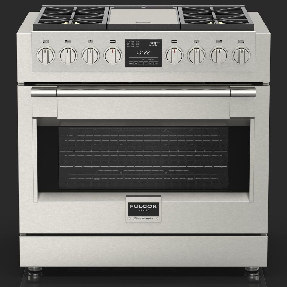 Fulgor Milano Sofia 5.7 Cu. Ft. 36&quot; Professional Dual Fuel Range with  Trilaminate Griddle in Stainless Steel, , large