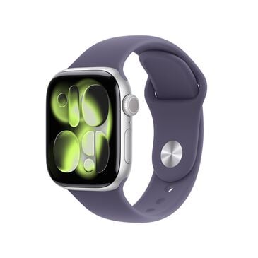 Apple Watch Series 11 (GPS+Cellular) 42mm Silver Aluminum Case with Purple Fog Sport Band - S/M - (2025), , large