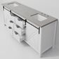 Lexora Home Marsyas 80" Double Bathroom Vanity in White with Grey Quartz Top and Rectangular Sinks, , large