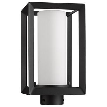 Golden Lighting Smyth 1-Light Outdoor Post Mount with Opal Glass Shade in Natural Black, , large