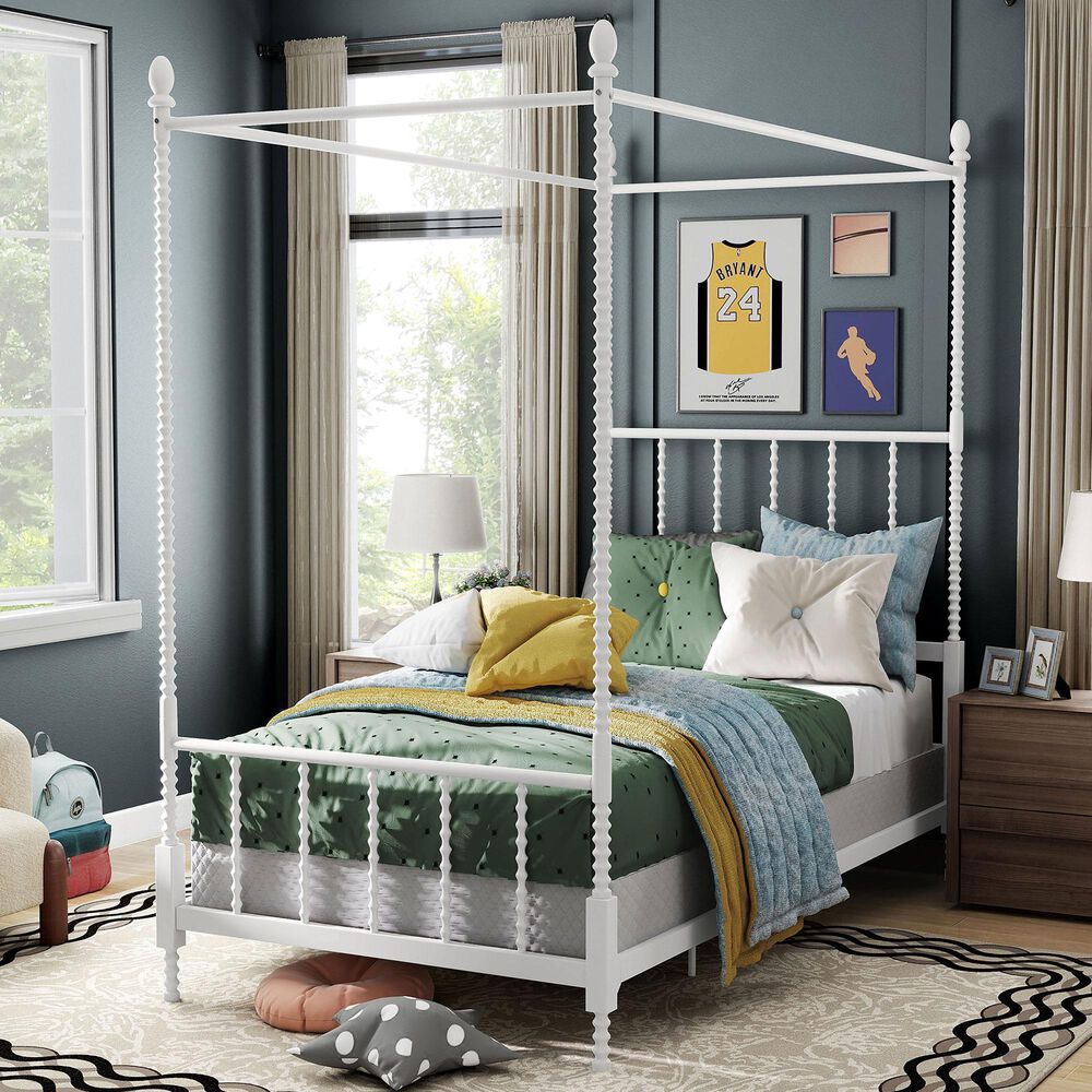 Furniture of America Elliot Twin Canopy Bed in White, , large