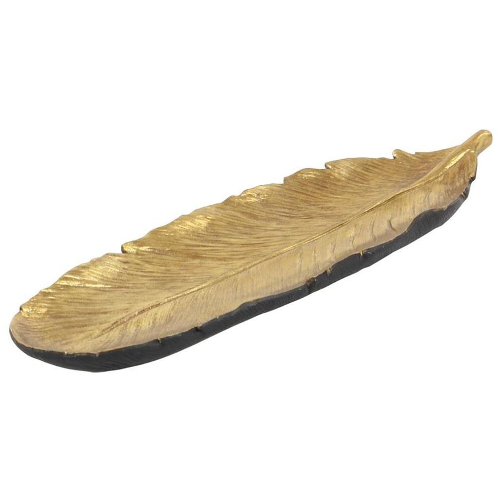 Maple and Jade Bird Feather Bowl in Satin Gold, , large