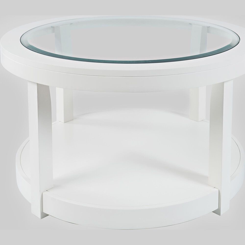 Waltham Urban Icon Round Cocktail Table in Polished White, , large