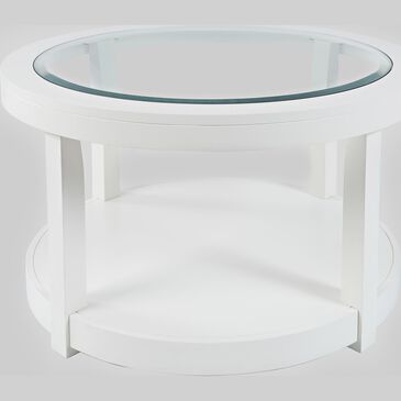 Waltham Urban Icon Round Cocktail Table in Polished White, , large