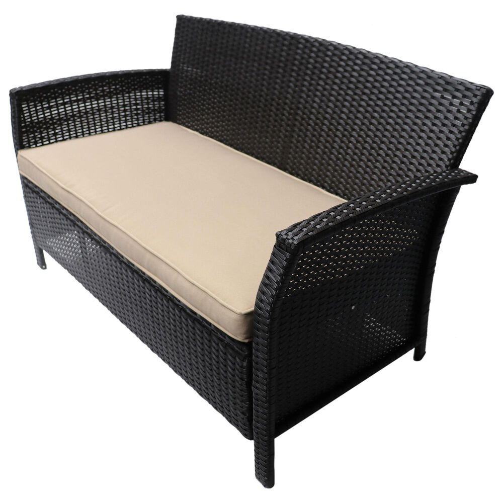Hearth and Haven ST Lucia Outdoor Loveseat with Tan Cushion in Brown, , large