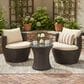 Hearth and Haven Kono 3-Piece Outdoor Chat Set with Dark Brown Glass-Top Hourglass Side Table in Ivory, , large