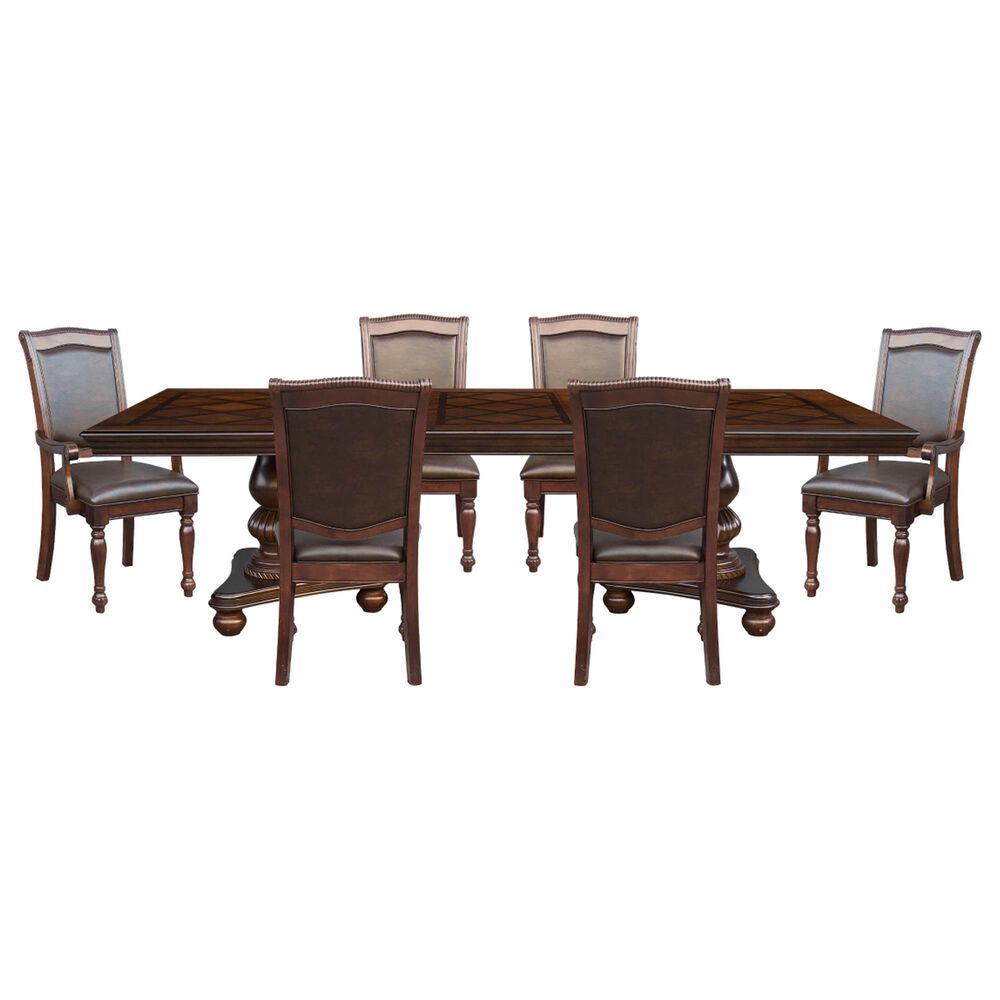 Homelegance Lordsburg 7-Piece Rectangular Dining Set in Brown Cherry, , large