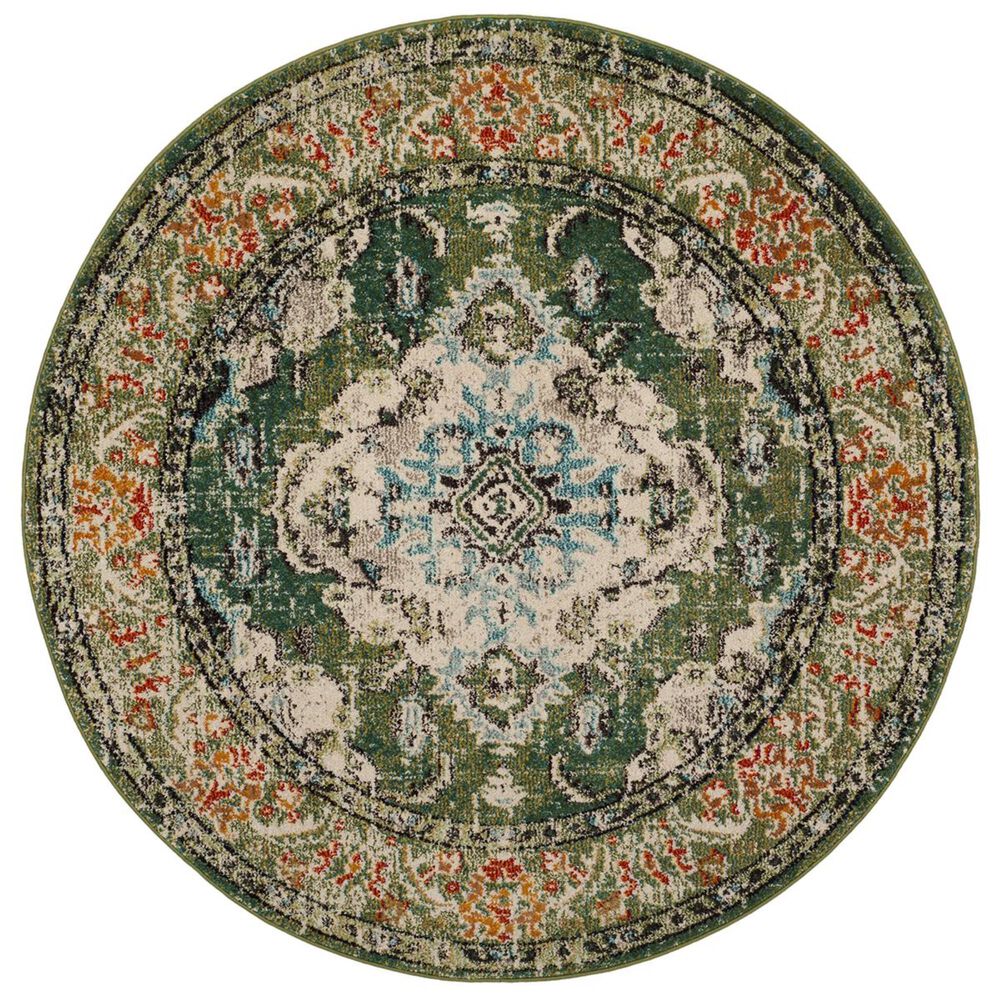 Safavieh Monaco MNC243F-3R 3&#39; x 3&#39;  Forest Green/Light Blue Round Rug, , large