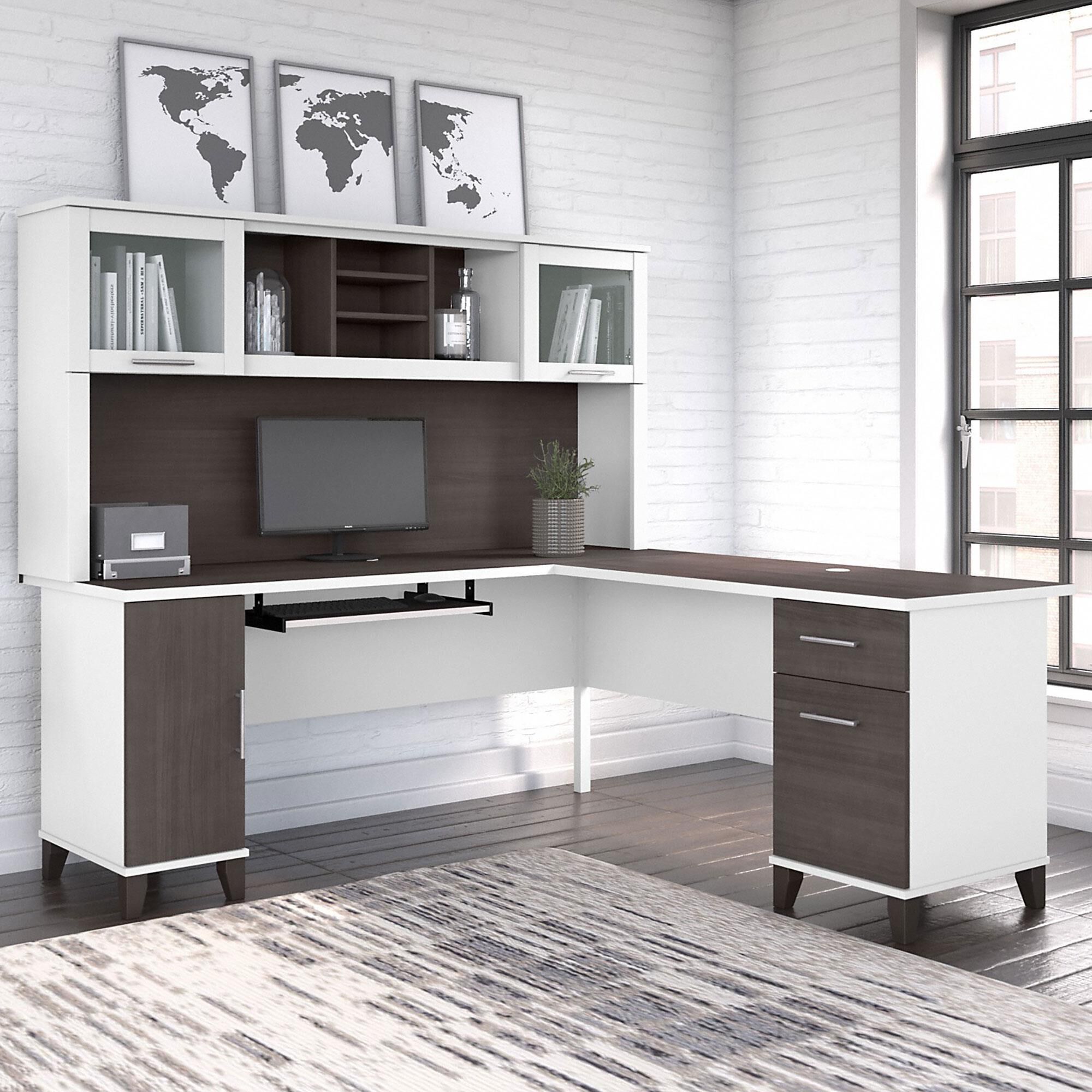 72 l shaped desk with outlet hutch