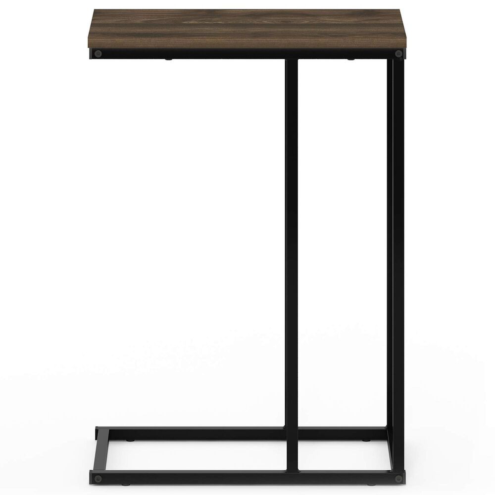 HOMLUX C Shaped Side Table in Columbia Walnut and Black, , large