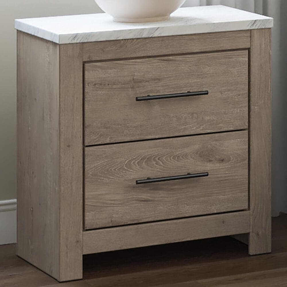 Ashley Senniberg 2 Drawer Nightstand in Light Brown and White, , large