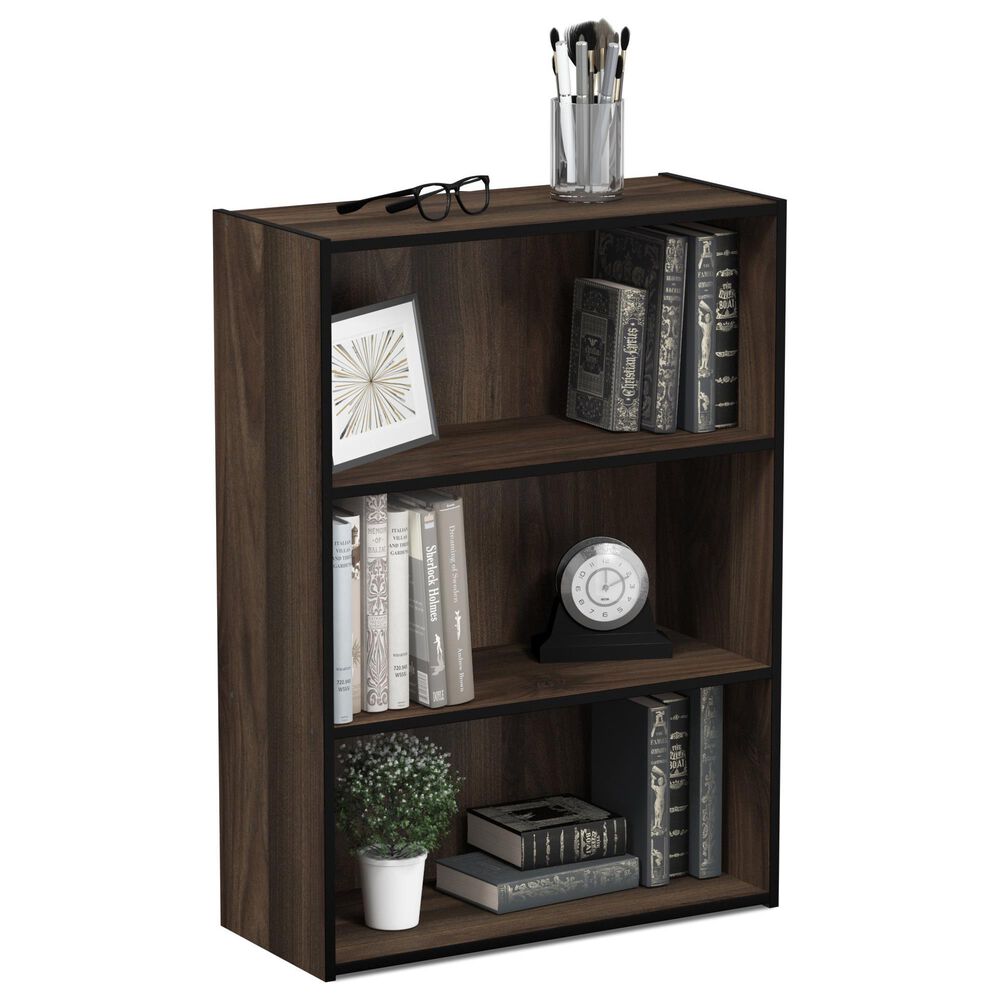 HOMLUX 3-Tier Open Shelf Bookcase in Columbia Walnut, , large