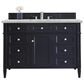 James Martin Vanities Brittany 48" Single Bathroom Vanity in Victory Blue with 3 cm Victorian Silver Quartz Top and Rectangular Sink, , large