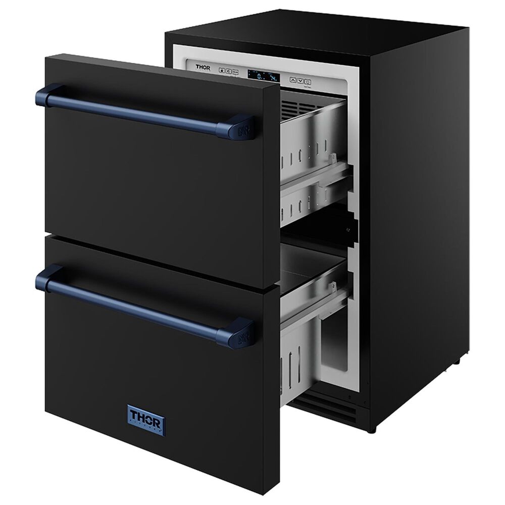 Thor Kitchen Gordon Ramsay 5.4 Cu. Ft. Undercounter Drawer Freezer with Blue Handle Kit in Black, , large