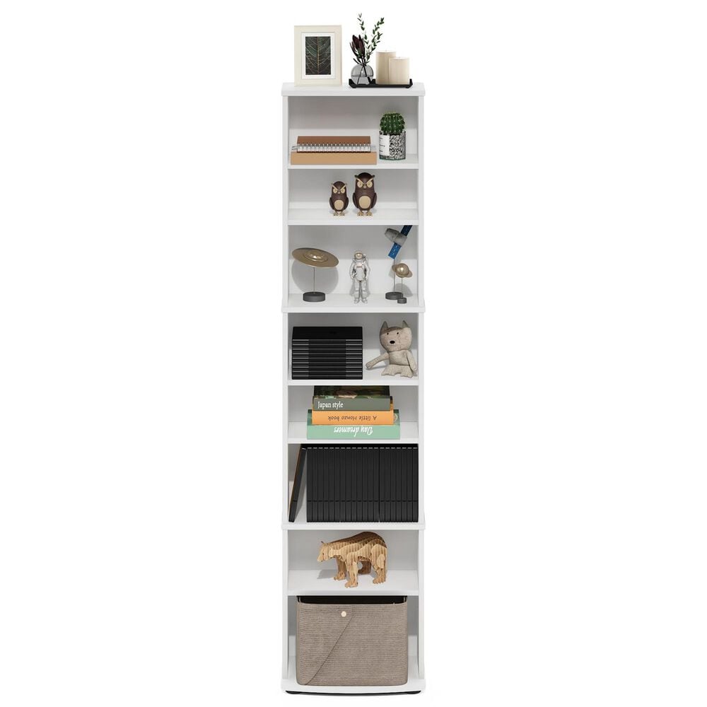 HOMLUX 8-Tier Multimedia Storage Tower with Adjustable Shelves in White, , large