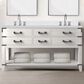 Lexora Home Norwalk 60" Double Bathroom Vanity in White Oak with White Quartz Top and Rectangular Sinks, , large