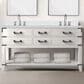 Lexora Home Norwalk 60" Double Bathroom Vanity in White Oak with White Quartz Top and Rectangular Sinks, , large