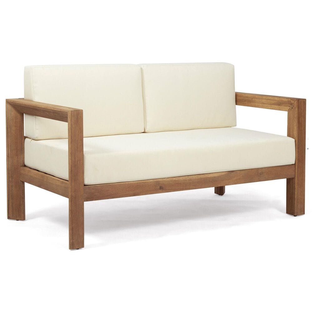 Hearth and Haven Genser 2-Piece Patio Conversation Set with Beige Cushion in Brown, , large