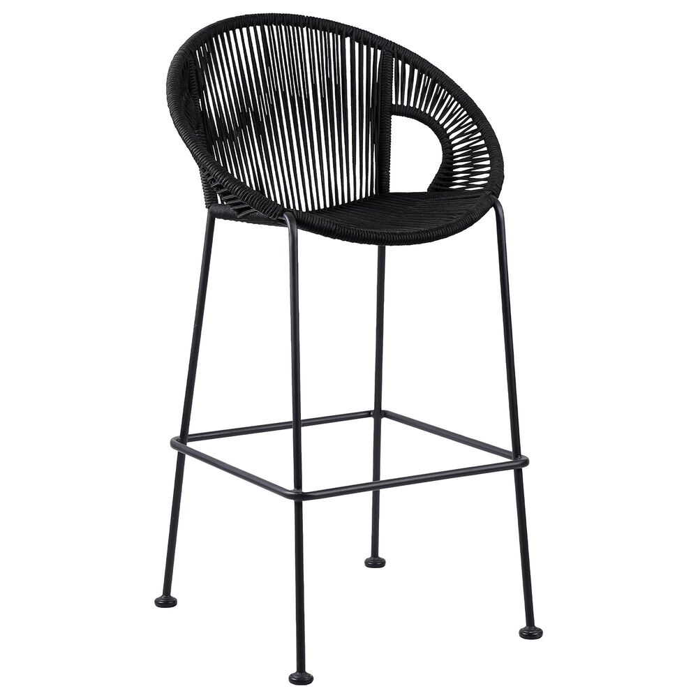 Armen Living Acapulco Patio Bar Stool in Black, , large