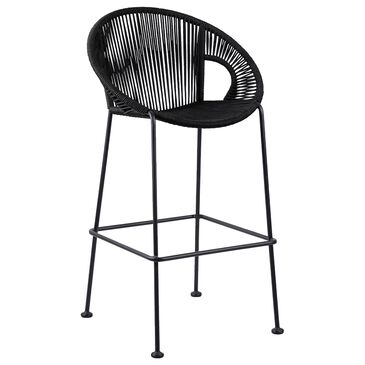 Armen Living Acapulco Patio Bar Stool in Black, , large