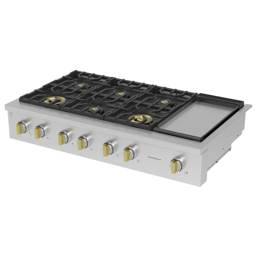Monogram 48&quot; Professional Gas Rangetop with 6 Burners and Griddle in Stainless Steel, , large