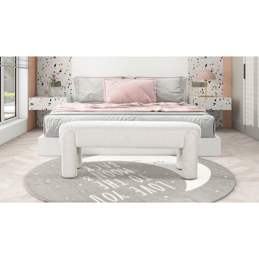 Jennifer Taylor Home Hugo Upholstered Bench in Milk Cream White, , large