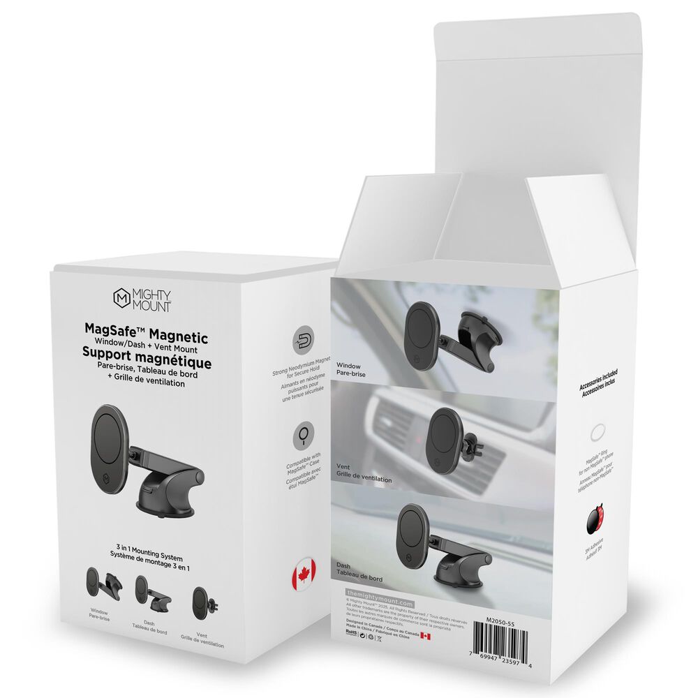The Mighty Mount MagSafe Magnetic Combo with Vent and Dash Base in Matte Black, , large