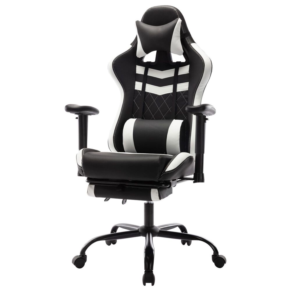 Furniture of America Felix Gaming Chair in White and Black, , large