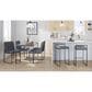 Lumisource Fuji Stackable Counter Stool with Grey Faux Leather Cushion in Black (Set of 2), , large