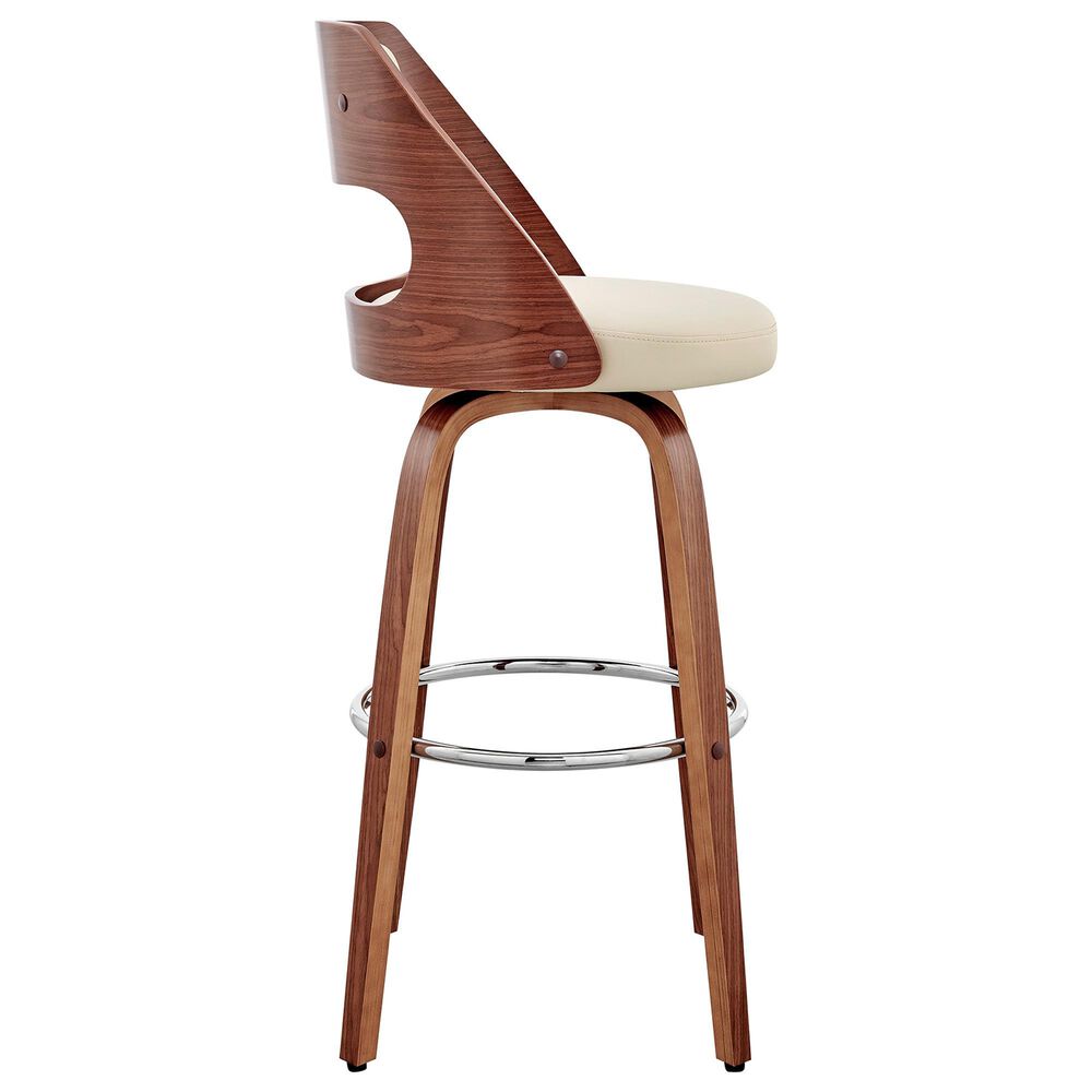 Armen Living Julius 30&quot; Swivel Barstool in Cream and Walnut, , large