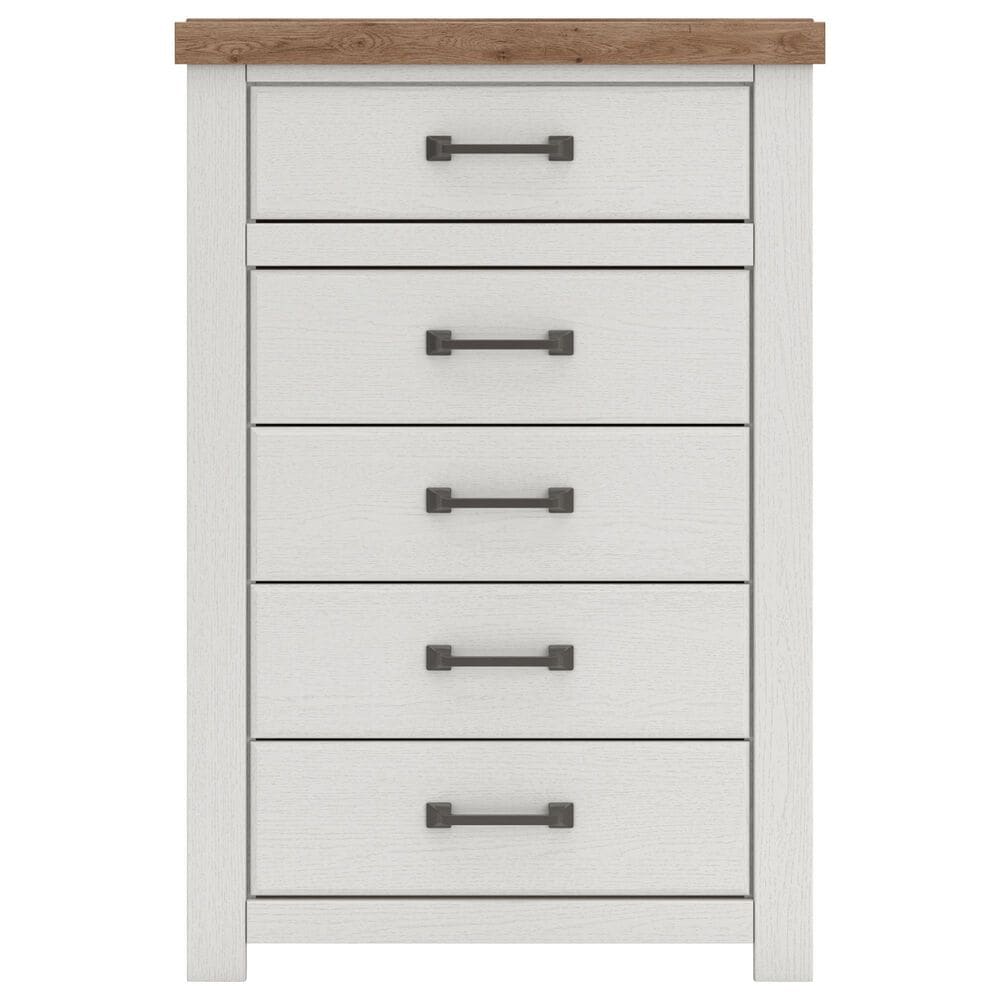 Ashley Savonport Full Storage Bed with Dresser Chest and Nightstand in White and Brown, , large