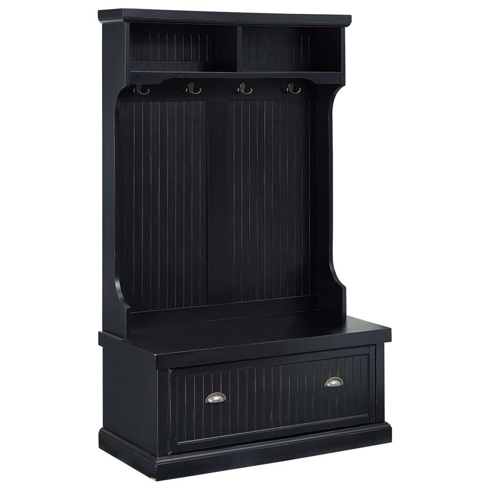 Crosley Furniture Seaside Hall Tree in Distressed Black, , large